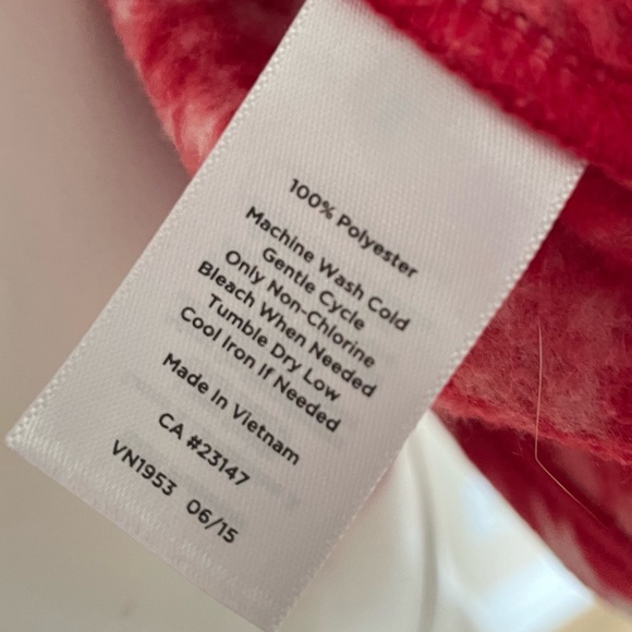 Talbots Fleece Jacket Red White Snowflake Full Zip Cozy Soft Size Large - Picture 13 of 13